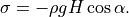\sigma = -\rho g H \cos{\alpha}.